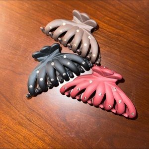 Black, brown and Maroon claw clips with jewel detailing